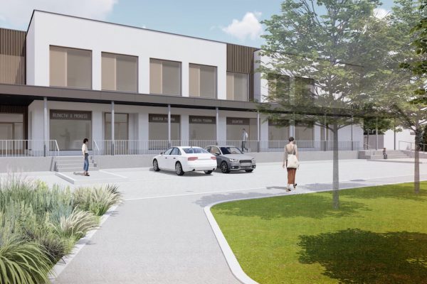 Dům služeb, Blučina, vizualizace, přední pohled